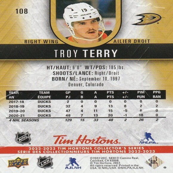 Troy Terry Anaheim Ducks NHL Hockey Card Collection - 3 Card Set - Picture 3 of 7